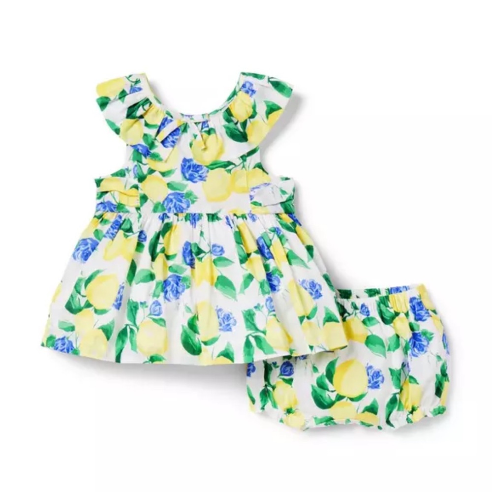 Janie and Jack Baby Lemon Ruffle Matching Set 6-12 months